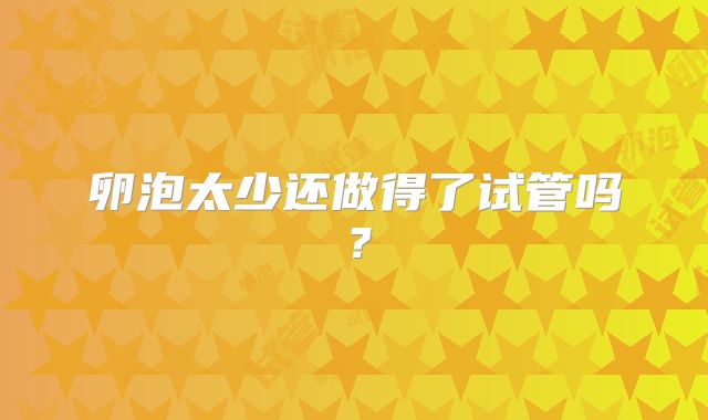 卵泡太少还做得了试管吗？