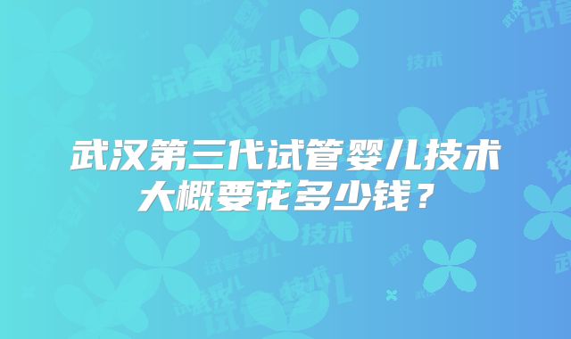 武汉第三代试管婴儿技术大概要花多少钱？