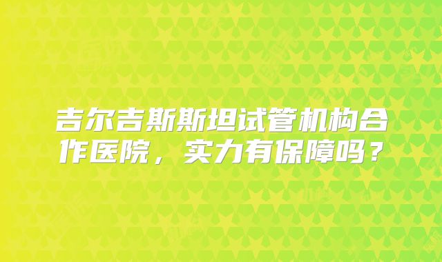 吉尔吉斯斯坦试管机构合作医院，实力有保障吗？