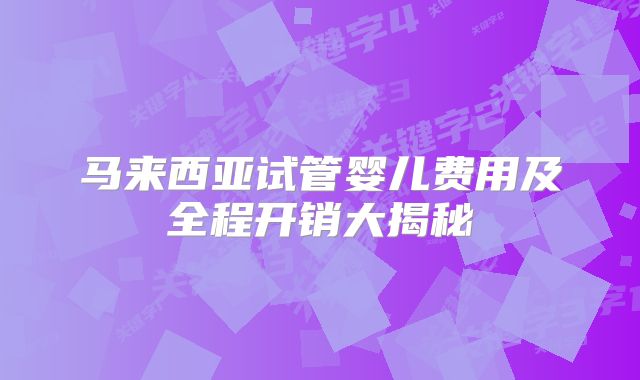 马来西亚试管婴儿费用及全程开销大揭秘