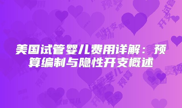 美国试管婴儿费用详解：预算编制与隐性开支概述