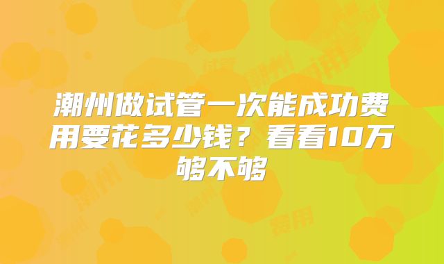 潮州做试管一次能成功费用要花多少钱？看看10万够不够