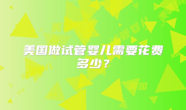 美国做试管婴儿需要花费多少？