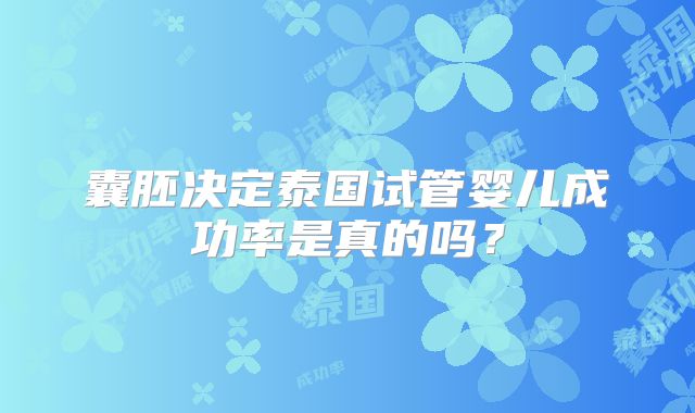 囊胚决定泰国试管婴儿成功率是真的吗？