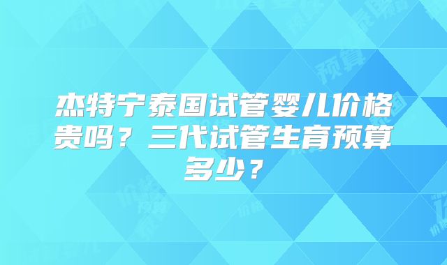 杰特宁泰国试管婴儿价格贵吗？三代试管生育预算多少？