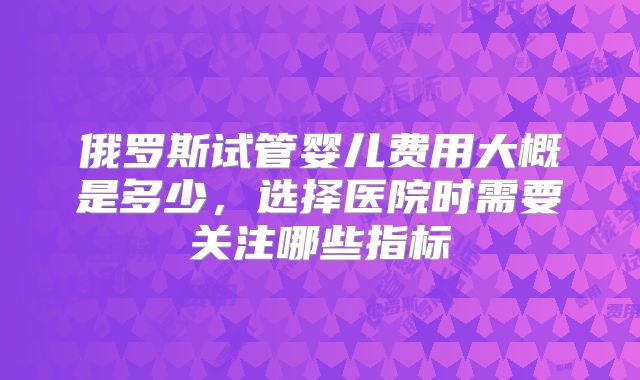 俄罗斯试管婴儿费用大概是多少，选择医院时需要关注哪些指标