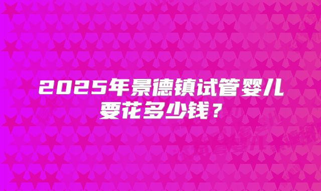 2025年景德镇试管婴儿要花多少钱？