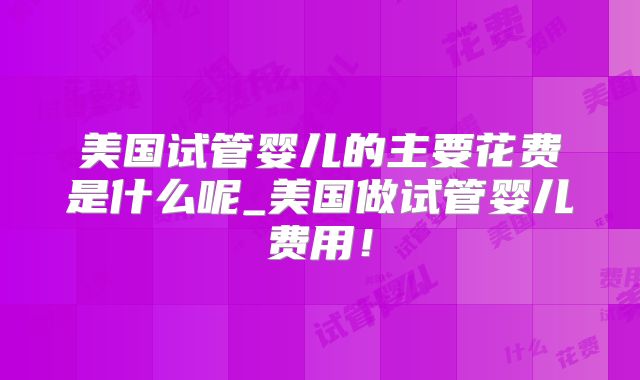 美国试管婴儿的主要花费是什么呢_美国做试管婴儿费用！