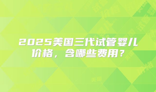 2025美国三代试管婴儿价格，含哪些费用？