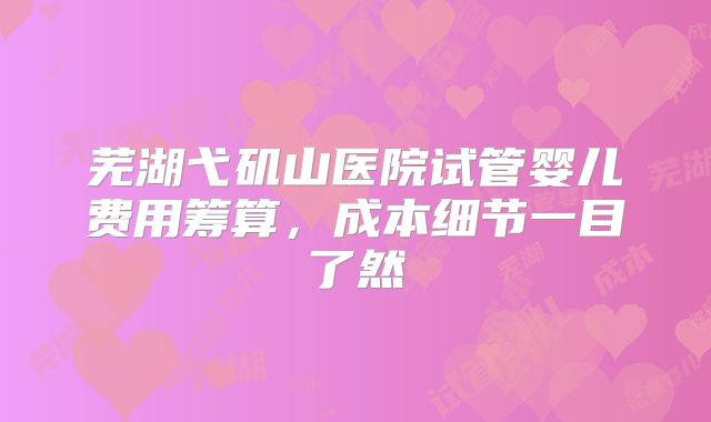 芜湖弋矶山医院试管婴儿费用筹算，成本细节一目了然