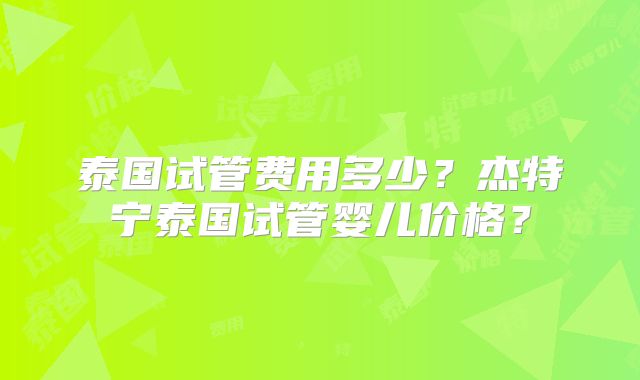 泰国试管费用多少？杰特宁泰国试管婴儿价格？