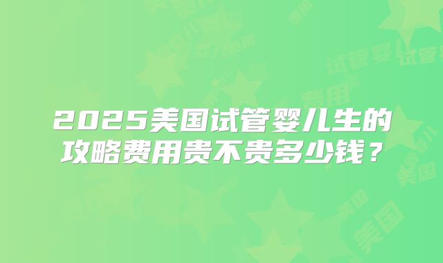 2025美国试管婴儿生的攻略费用贵不贵多少钱？