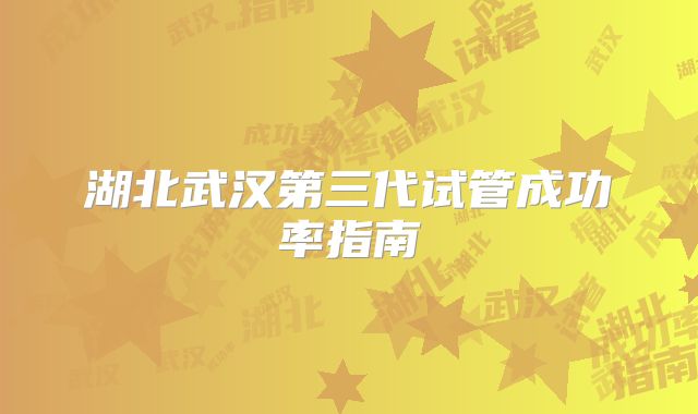湖北武汉第三代试管成功率指南