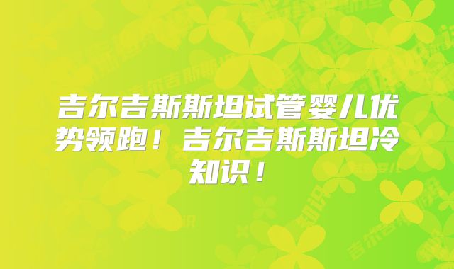 吉尔吉斯斯坦试管婴儿优势领跑！吉尔吉斯斯坦冷知识！