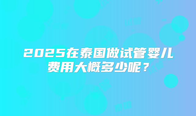 2025在泰国做试管婴儿费用大概多少呢？