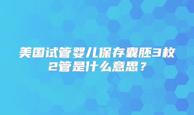 美国试管婴儿保存囊胚3枚2管是什么意思？