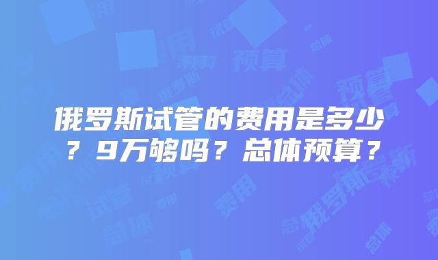 俄罗斯试管的费用是多少?9万够吗?总体预算?
