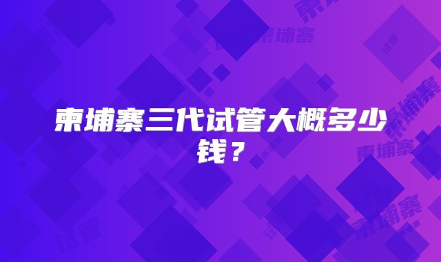 柬埔寨三代试管大概多少钱？