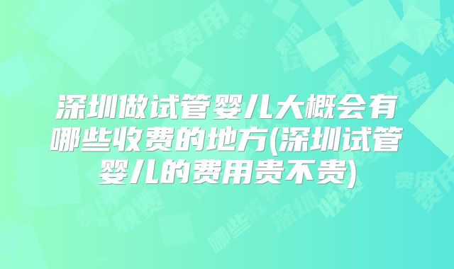 深圳做试管婴儿大概会有哪些收费的地方(深圳试管婴儿的费用贵不贵)
