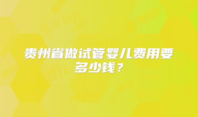 贵州省做试管婴儿费用要多少钱?