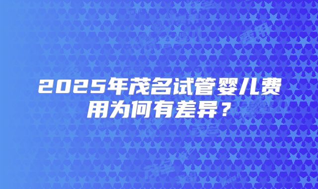 2025年茂名试管婴儿费用为何有差异?