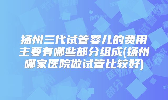 扬州三代试管婴儿的费用主要有哪些部分组成(扬州哪家医院做试管比较好)