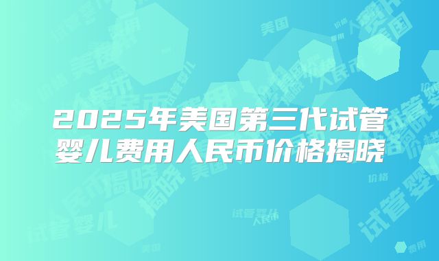 2025年美国第三代试管婴儿费用人民币价格揭晓