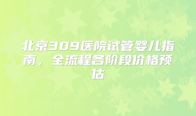 北京309医院试管婴儿指南，全流程各阶段价格预估