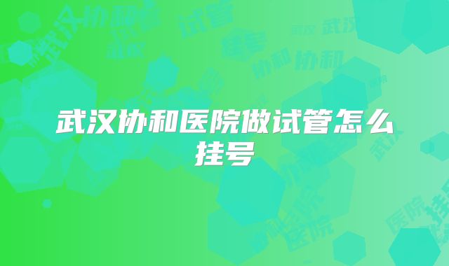 武汉协和医院做试管怎么挂号