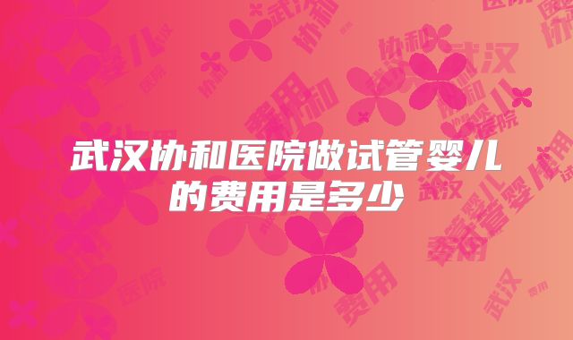 武汉协和医院做试管婴儿的费用是多少