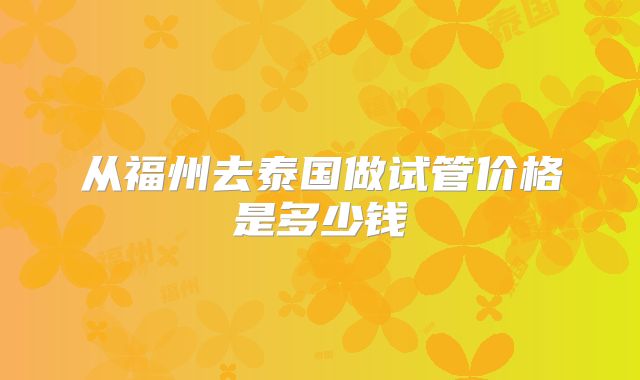 从福州去泰国做试管价格是多少钱