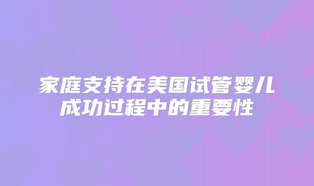 家庭支持在美国试管婴儿成功过程中的重要性