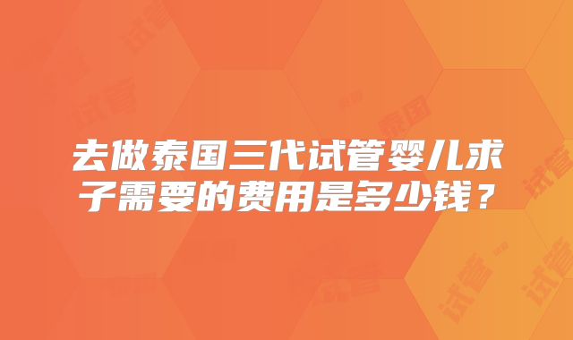 去做泰国三代试管婴儿求子需要的费用是多少钱？