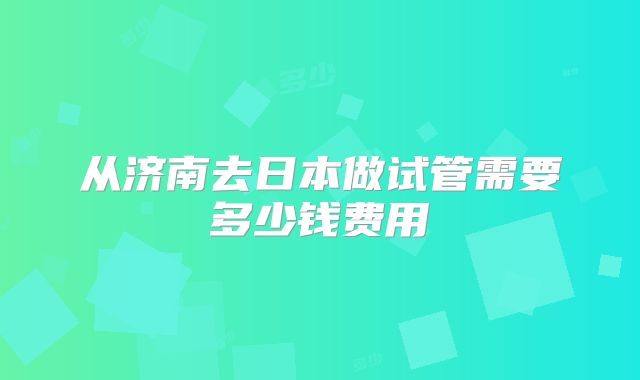 从济南去日本做试管需要多少钱费用