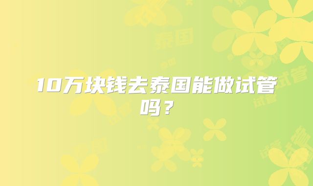 10万块钱去泰国能做试管吗？