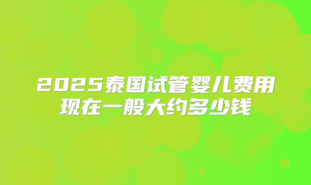 2025泰国试管婴儿费用现在一般大约多少钱