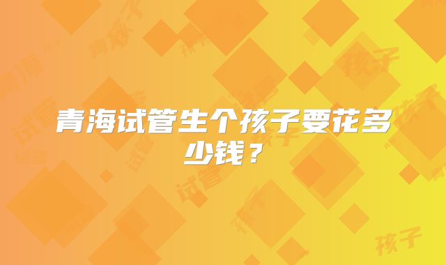 青海试管生个孩子要花多少钱？