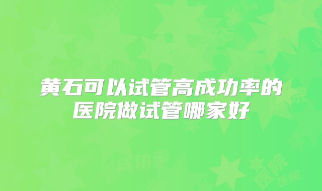 黄石可以试管高成功率的医院做试管哪家好