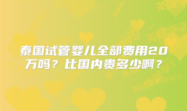 泰国试管婴儿全部费用20万吗？比国内贵多少啊？
