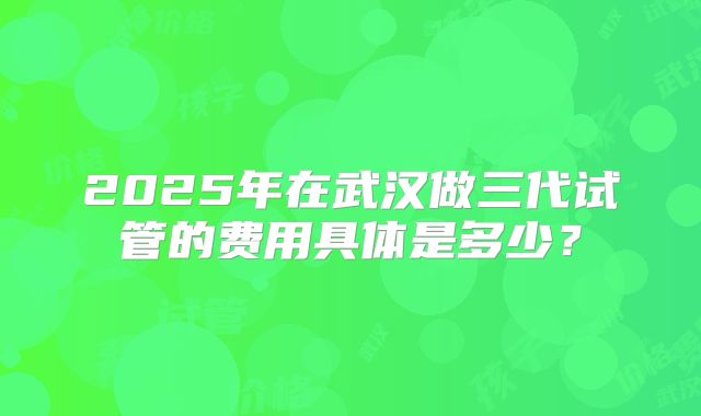 2025年在武汉做三代试管的费用具体是多少？