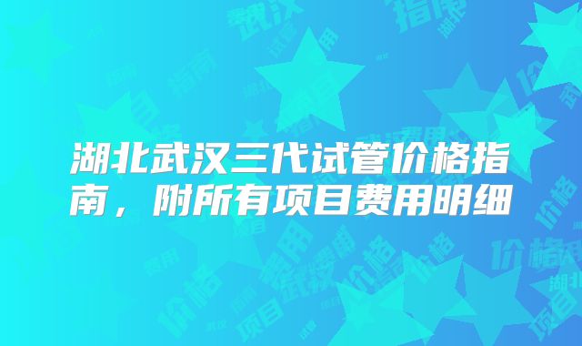 湖北武汉三代试管价格指南，附所有项目费用明细