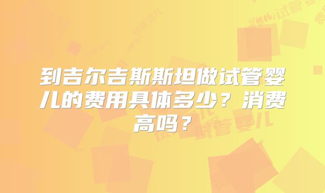 到吉尔吉斯斯坦做试管婴儿的费用具体多少？消费高吗？