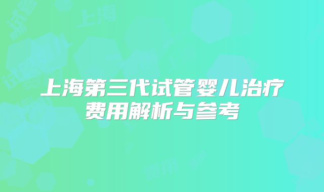 上海第三代试管婴儿治疗费用解析与参考