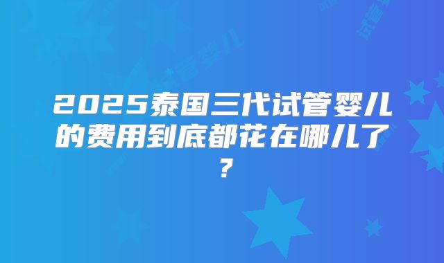 2025泰国三代试管婴儿的费用到底都花在哪儿了？