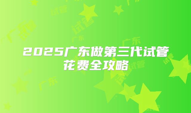 2025广东做第三代试管花费全攻略