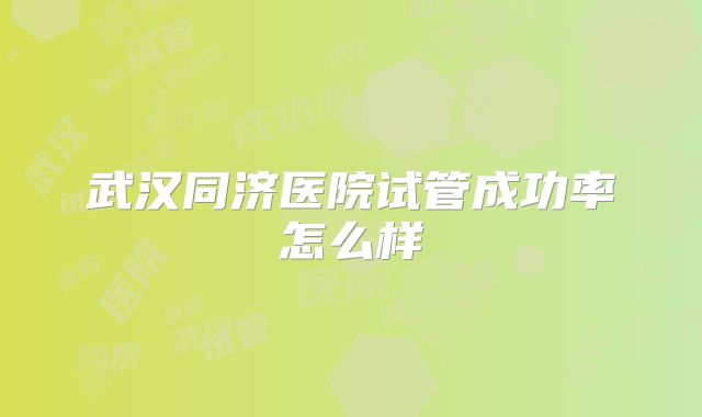 武汉同济医院试管成功率怎么样