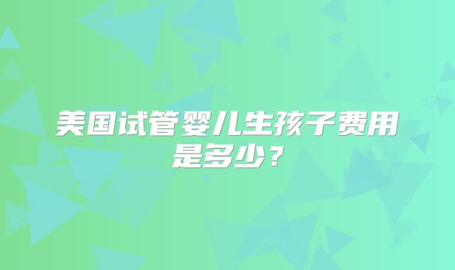 美国试管婴儿生孩子费用是多少？