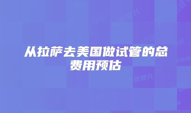 从拉萨去美国做试管的总费用预估