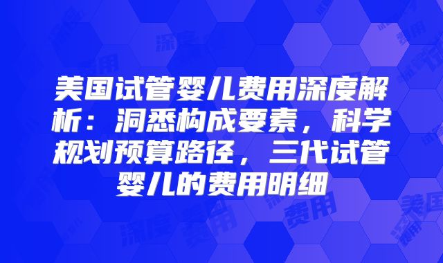美国试管婴儿费用深度解析:洞悉构成要素,科学规划预算路径,三代试管婴儿的费用明细