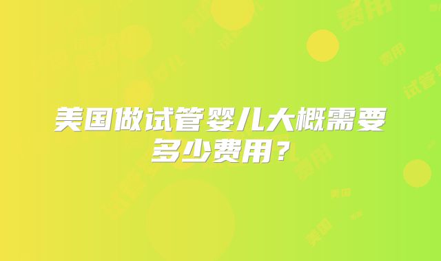 美国做试管婴儿大概需要多少费用？